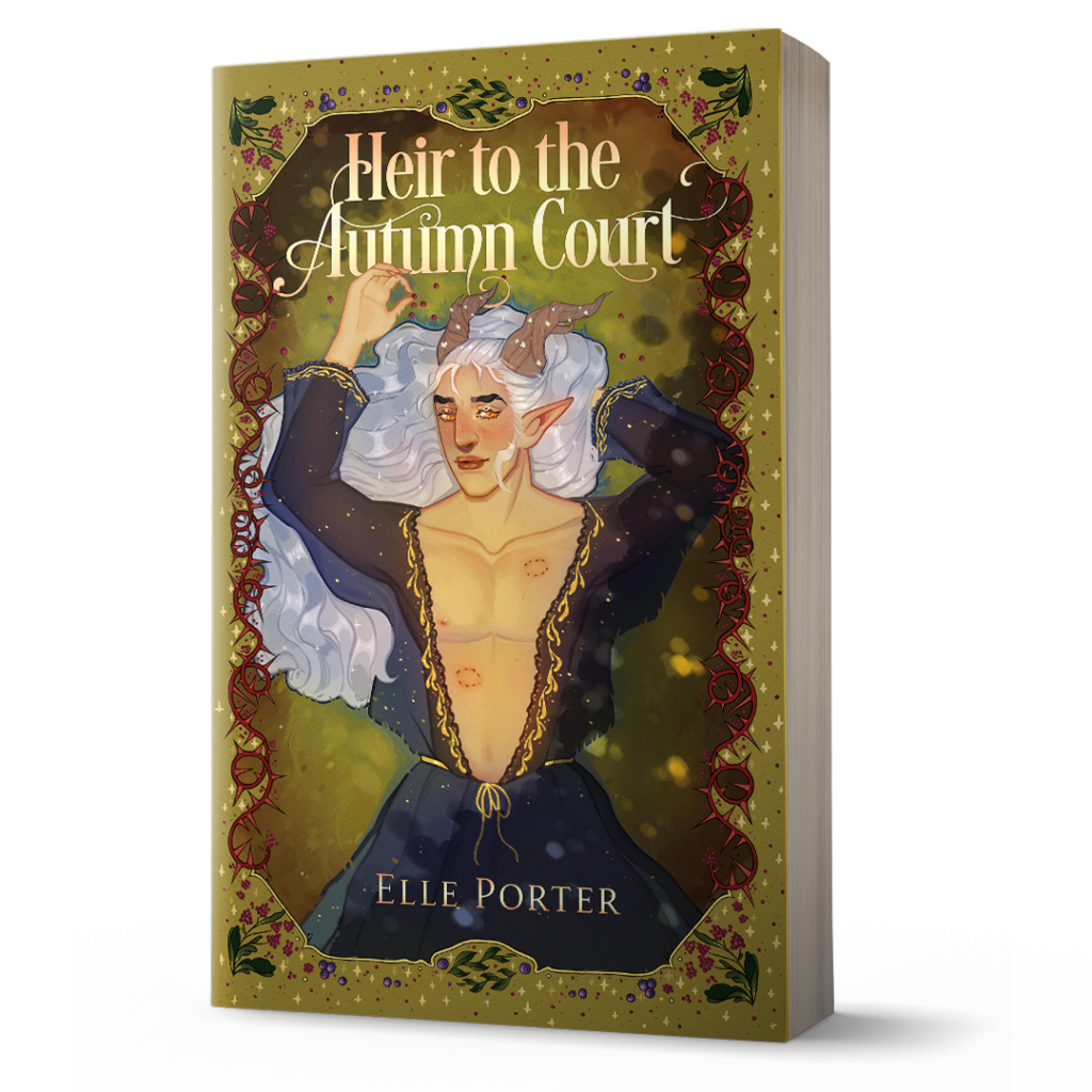 A 3D paperback mockup of the Heir to the Autumn Court book cover