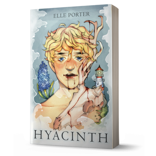 A 3D paperback mockup of the Hyacinth book cover