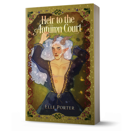 A 3D paperback mockup of the Heir to the Autumn Court book cover